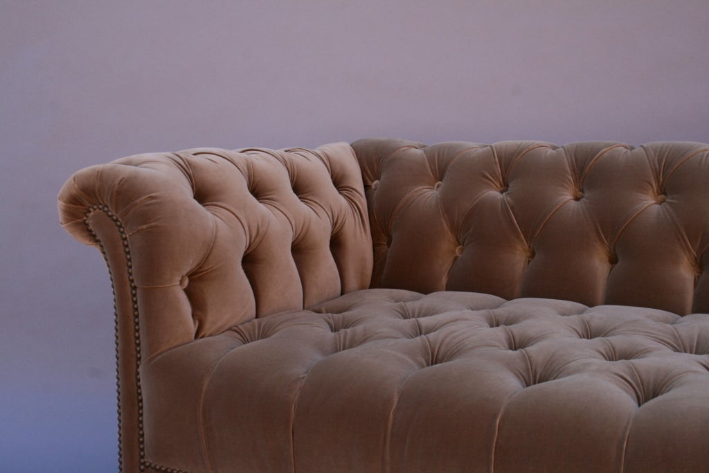 Large 1920's Velvet Chesterfield Sofa 5