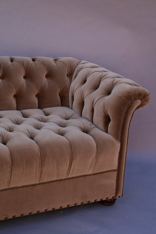 American Large 1920's Velvet Chesterfield Sofa