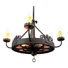 Dramatic Iron & Mica Chandelier