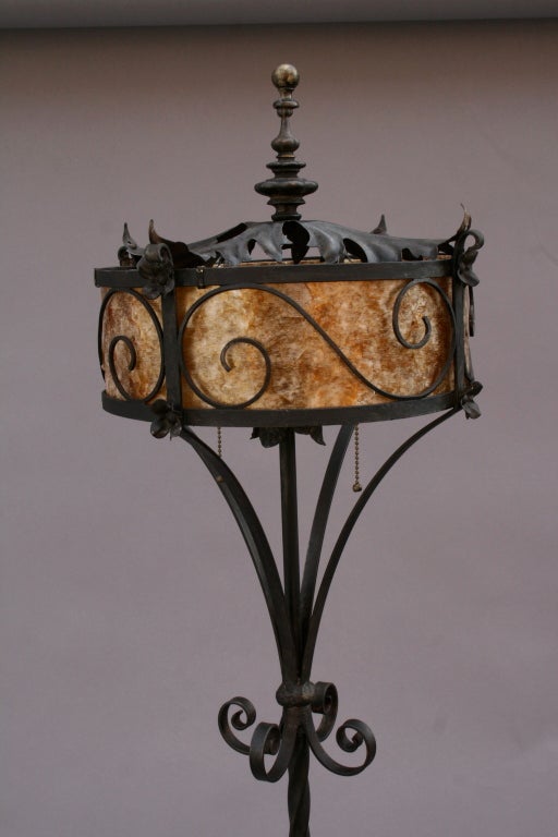 American 1920's Torchiere With Mica Shade