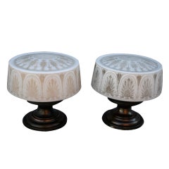 Used Pair Of Etched Glass Ceiling Mounts