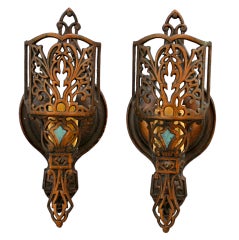 Pair Of Single Sconces With Shields