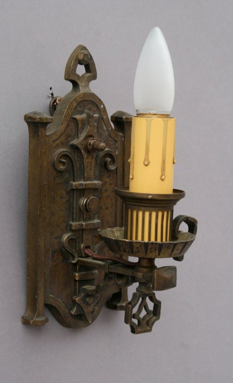 Pair Of Cast Bronze Sconces at 1stdibs