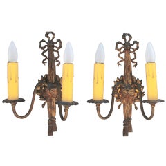 Pair of Ribbon Brass Sconces