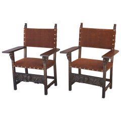 Pair Of Carved Spanish Chairs