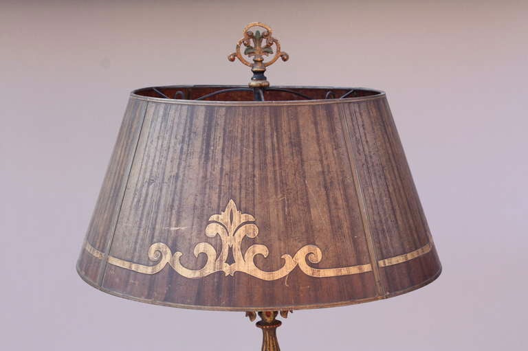 American Ornate 1920's Floor Lamp with Original Period Mica Shade