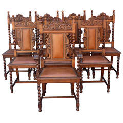 Antique Set Of 1920's Carved 8 Chairs