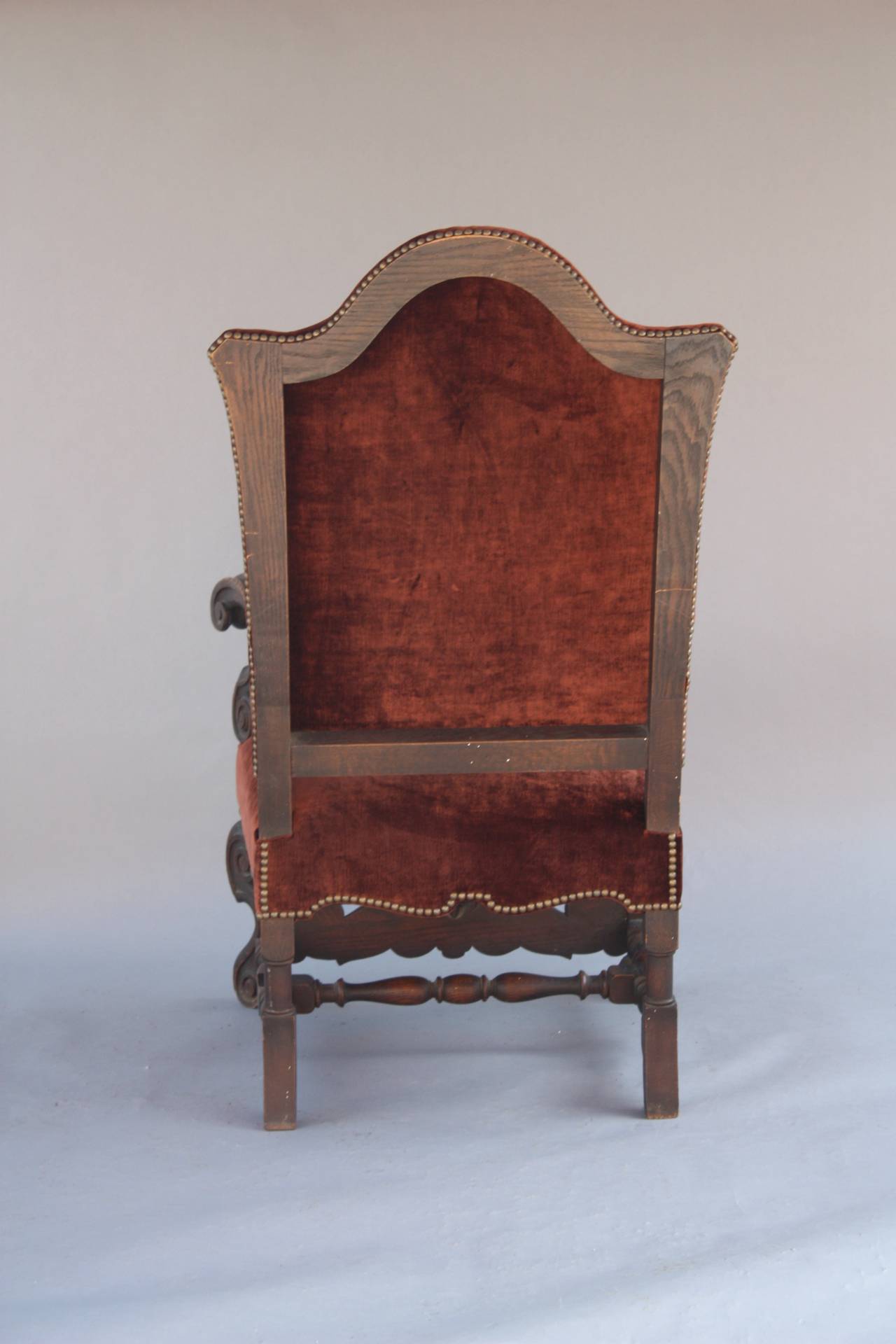Velvet Upholstered Armchair, circa 1920s 3