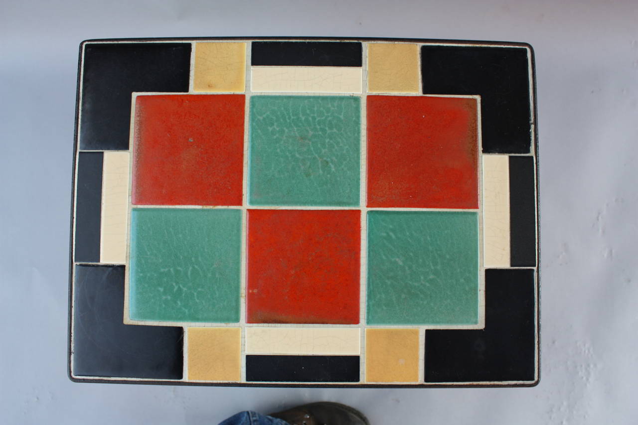 Early 20th Century 1920s American Encaustic Iron-Tile Table