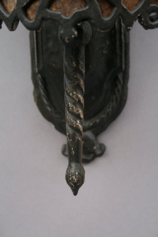 American 1 of 2 Polychrome Sconces with Ship Motif Mica Shields