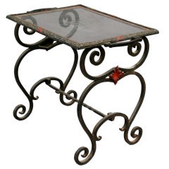 Iron Table With Etched Glass Top