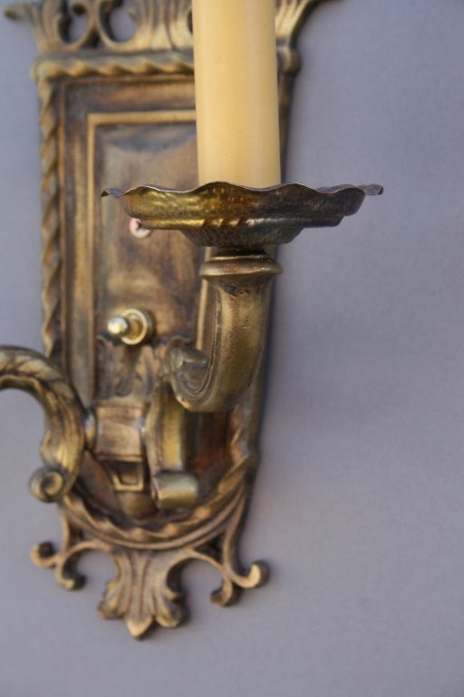 Pair of Brass 1920's Sconces 2