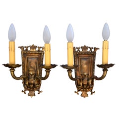 Pair of Brass 1920's Sconces