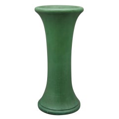 Tall Matte Green Hourglass Vase