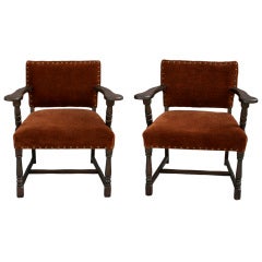 Pair Of Mohair Spanish Revival Chairs