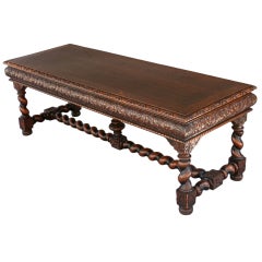 Long Carved Spanish Revival Bench/Coffee Table