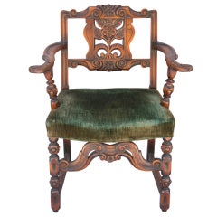 Carved Spanish Revival Armchair