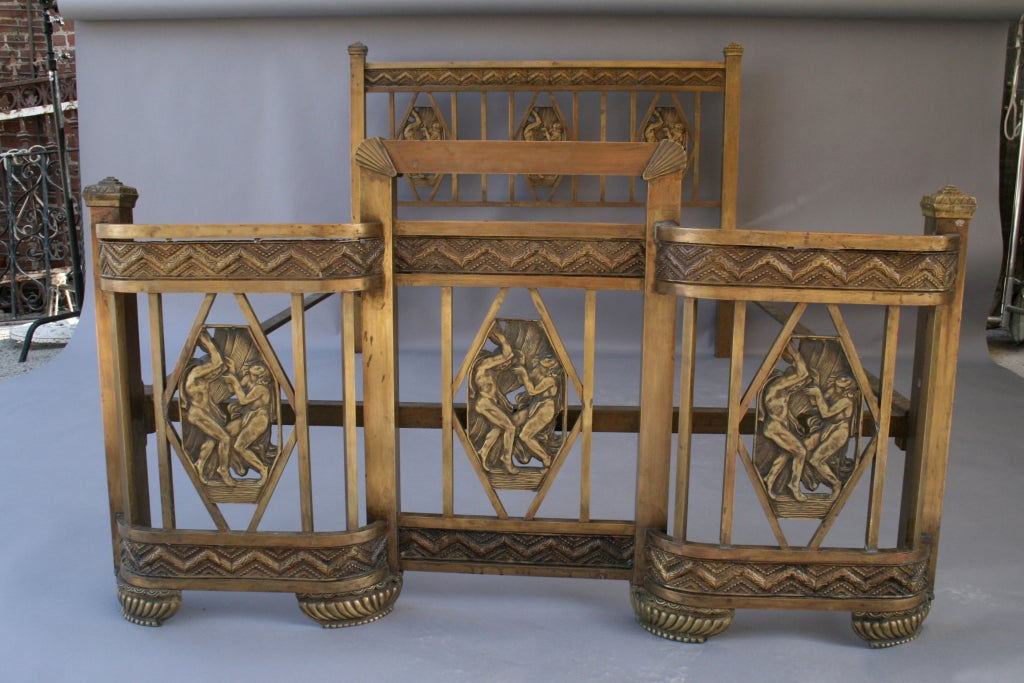 20th Century Deco French Brass Bed