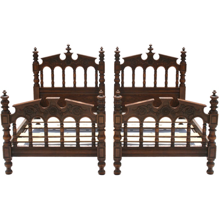 Pair of Spanish Revival Twin Beds at 1stdibs