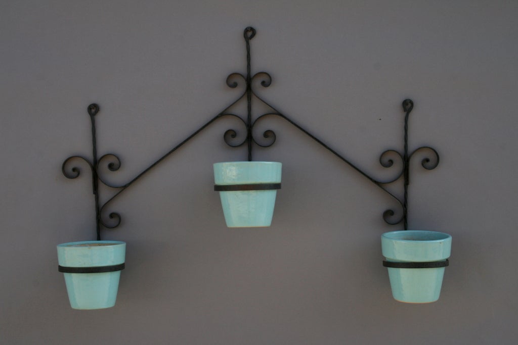 Wrought Iron Planter With Three Garden City Planters