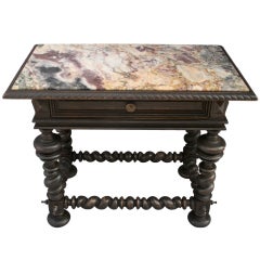 Walnut Table With Dramatic Marble Top Walnut Table With Dramatic Marble Top