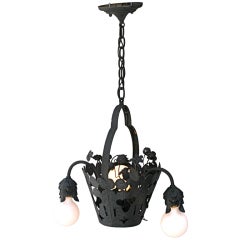 Wrought Iron Flower Basket Chandelier