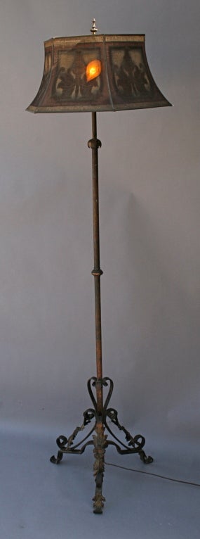 Superb Early 1920's Wrought Iron Floor Lamp