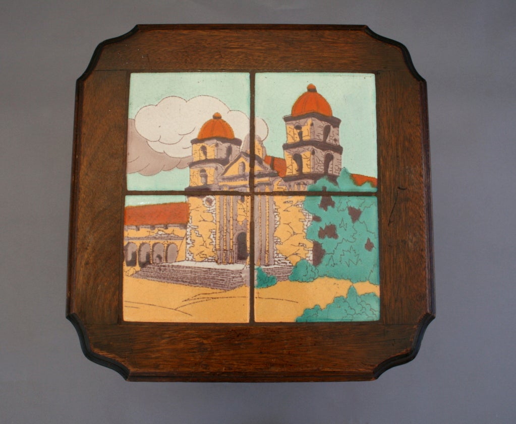 20th Century Taylor Tilery Table w/ Santa Barbara Mission