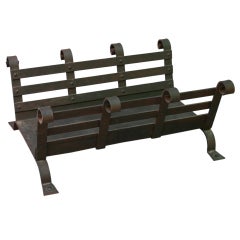 Antique Large Riveted Wrought Iron Wood Holder