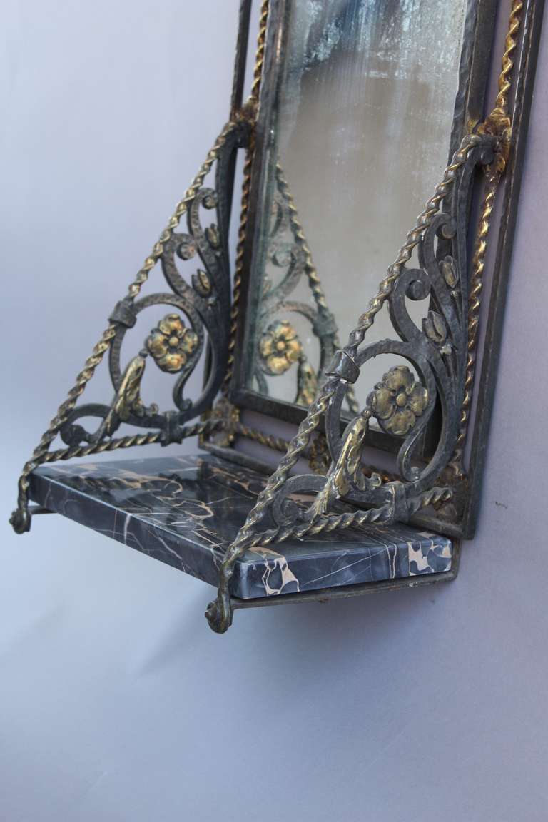 Mid-20th Century 1920s Spanish Revival Small Wall Mirror with Shelf