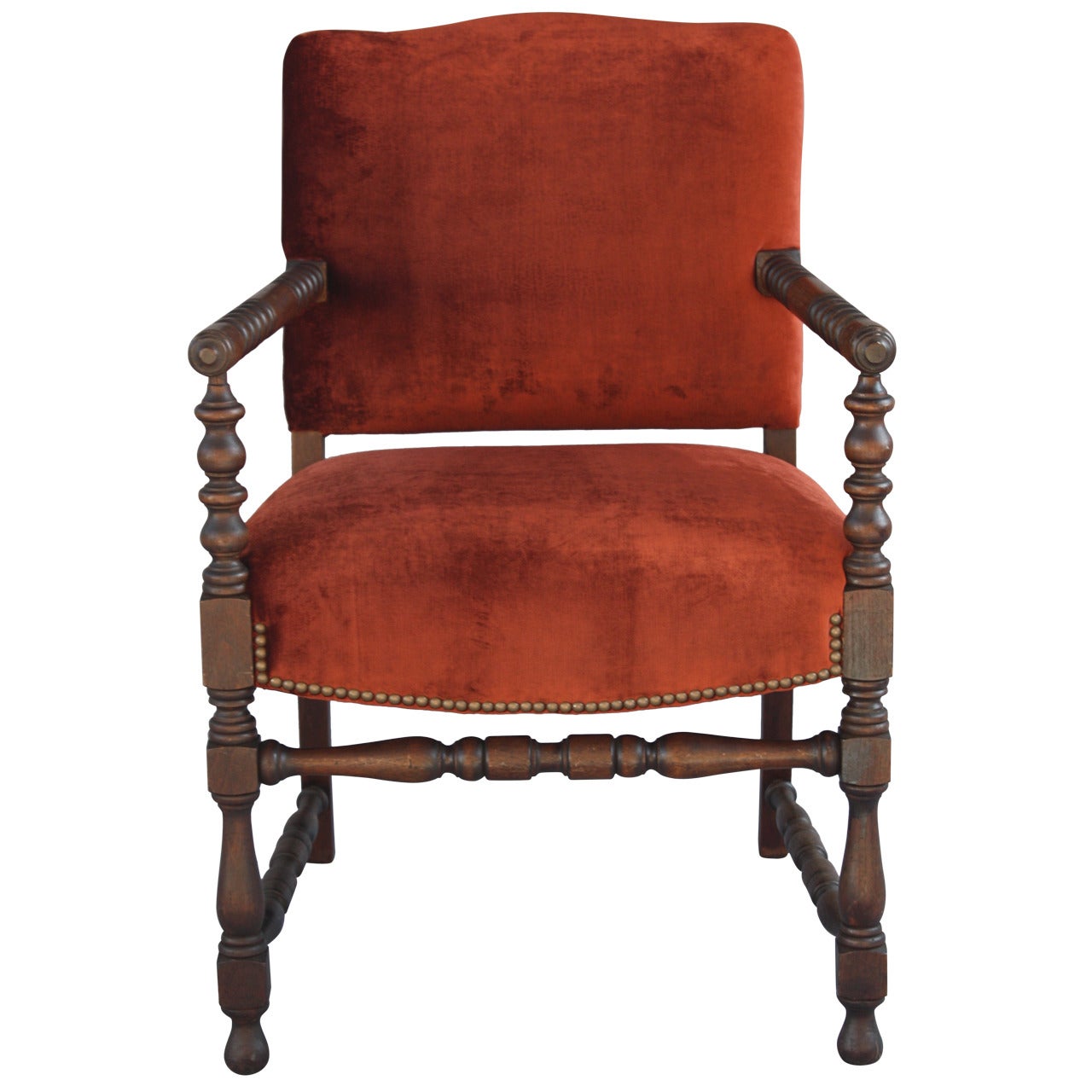 1920s Armchair with Beautiful Red Velvet Upholstery