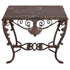 1920s Iron and Marble Side Table