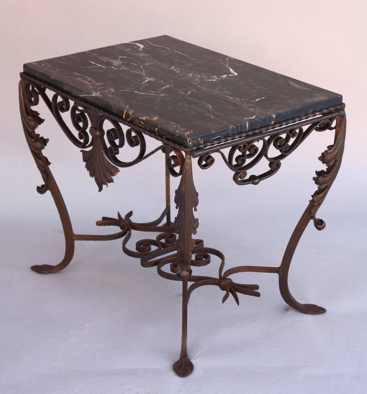 1920s Iron and Marble Side Table