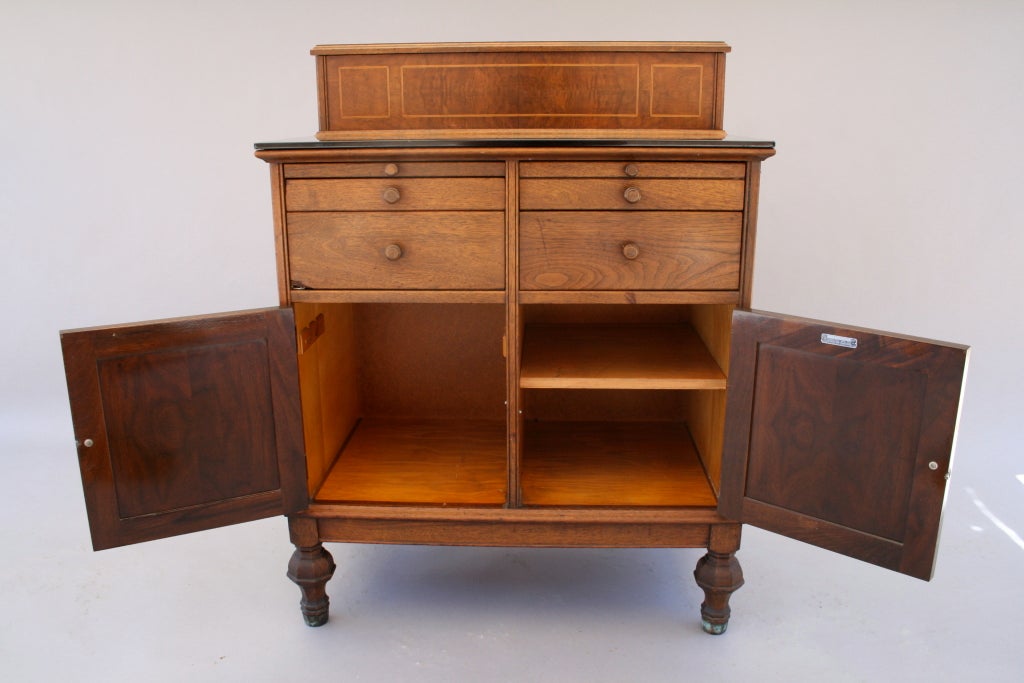 20th Century Early Industrial Mahogany and Steel Dental Cabinet