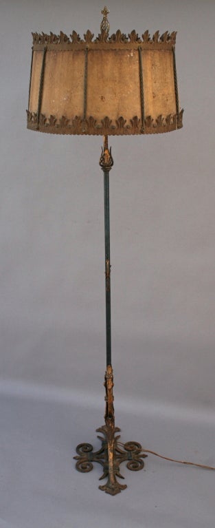1920's Period Lamp With Original Mica Shade 5
