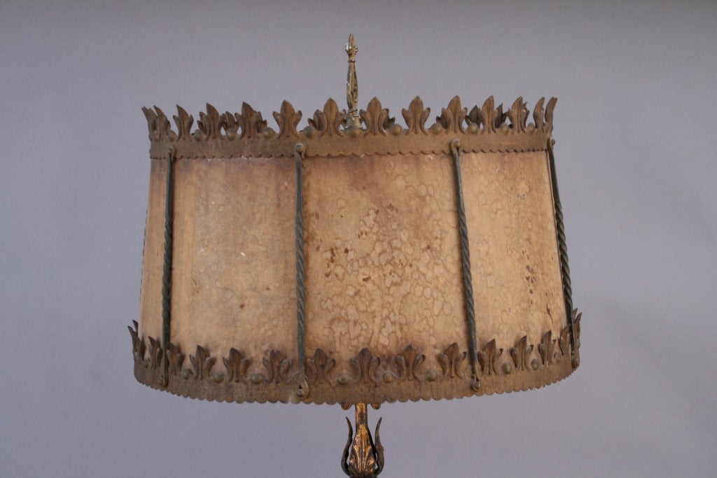 American 1920's Period Lamp With Original Mica Shade