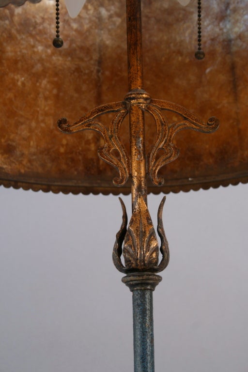 20th Century 1920's Period Lamp With Original Mica Shade