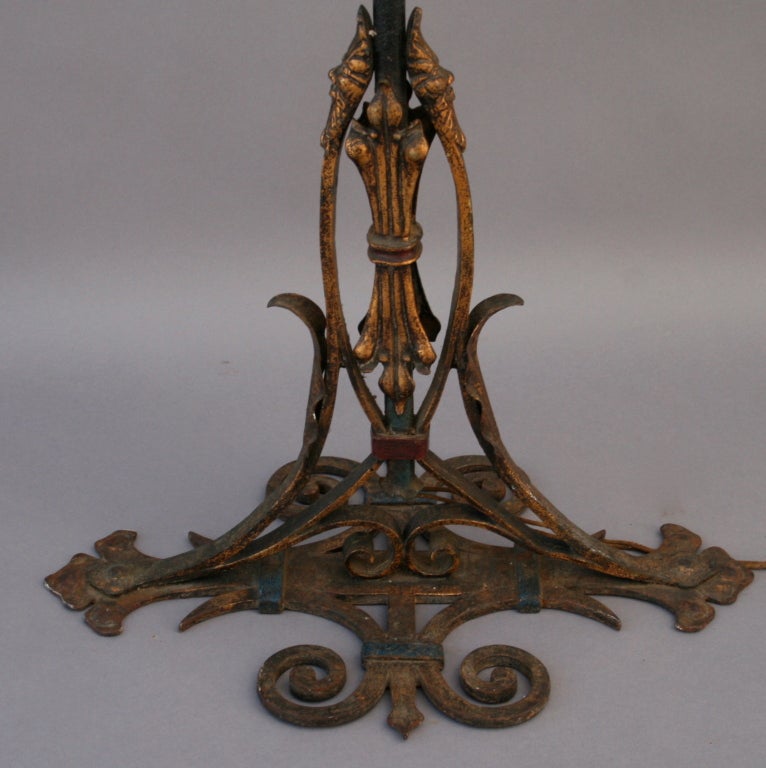 1920's Period Lamp With Original Mica Shade 1