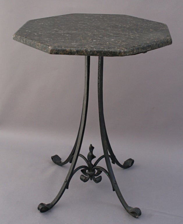 Hexagonal Marble Top Iron Table