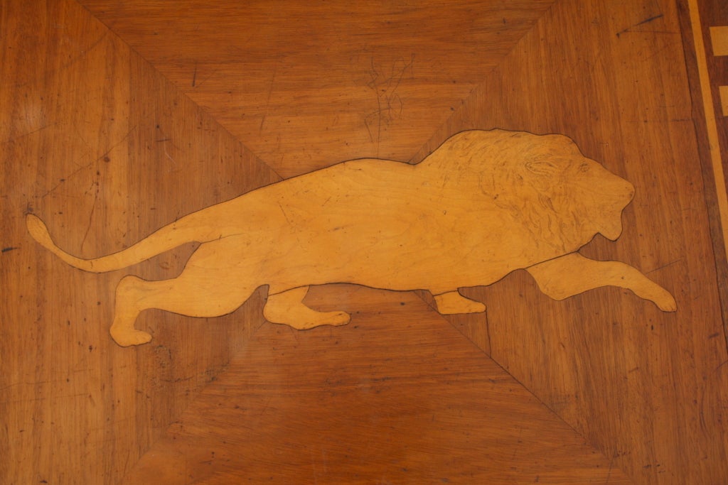 Mid-20th Century 1930's Inlaid Coffee Table w/Prowling Lion