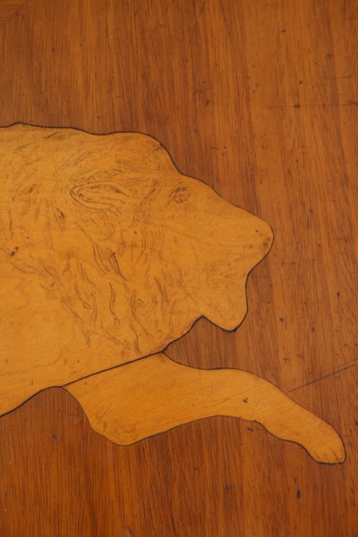 1930's Inlaid Coffee Table w/Prowling Lion 1