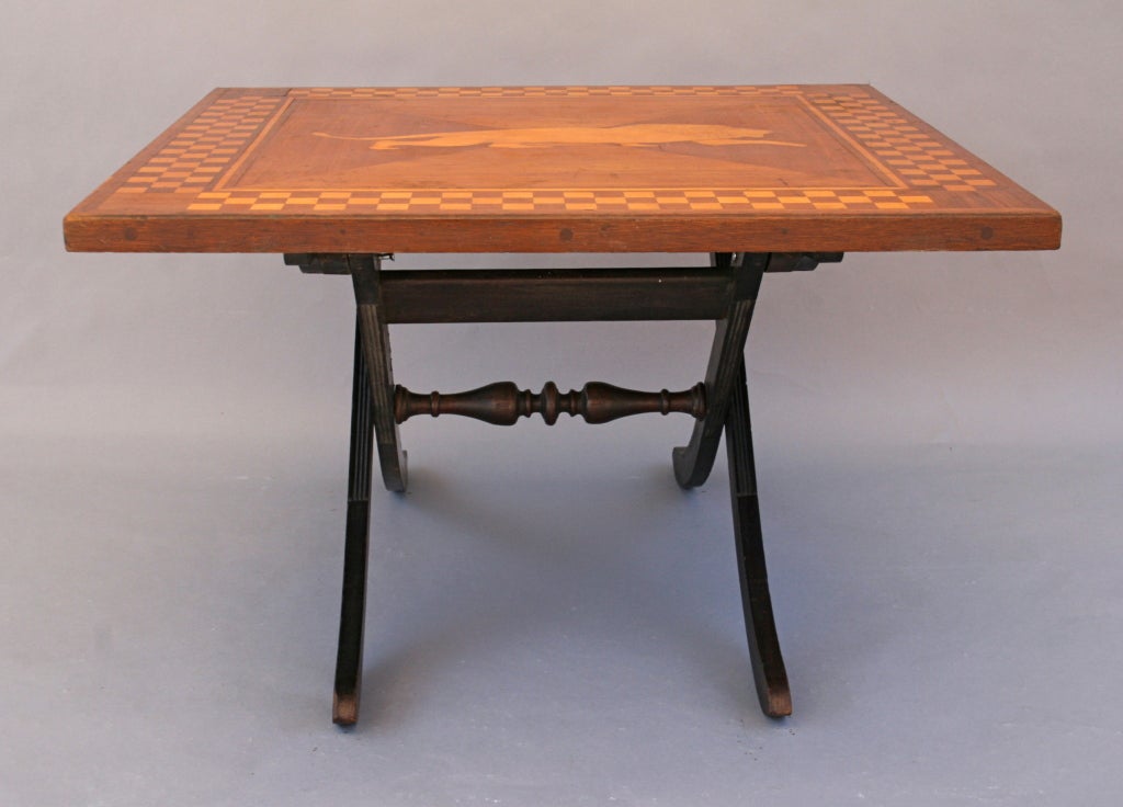 1930's Inlaid Coffee Table w/Prowling Lion 4