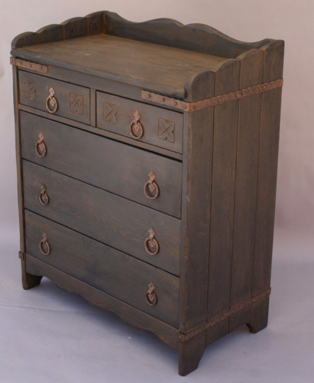 Nice signed Karpen dresser with great iron hardware, and rustic finish. A fine example of rancho-style furniture.