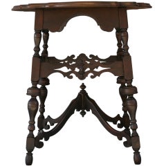 1920's Walnut Table w/ Scalloped Top