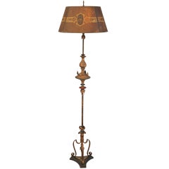 Antique 1920's Floor Lamp w/ Metal Mesh Shade