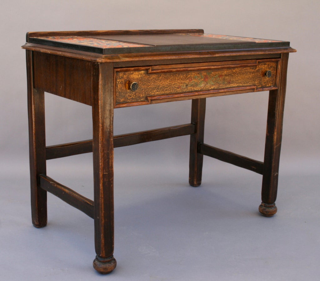 Mid-20th Century Karpen Desk/Vanity with Tudor Tiles