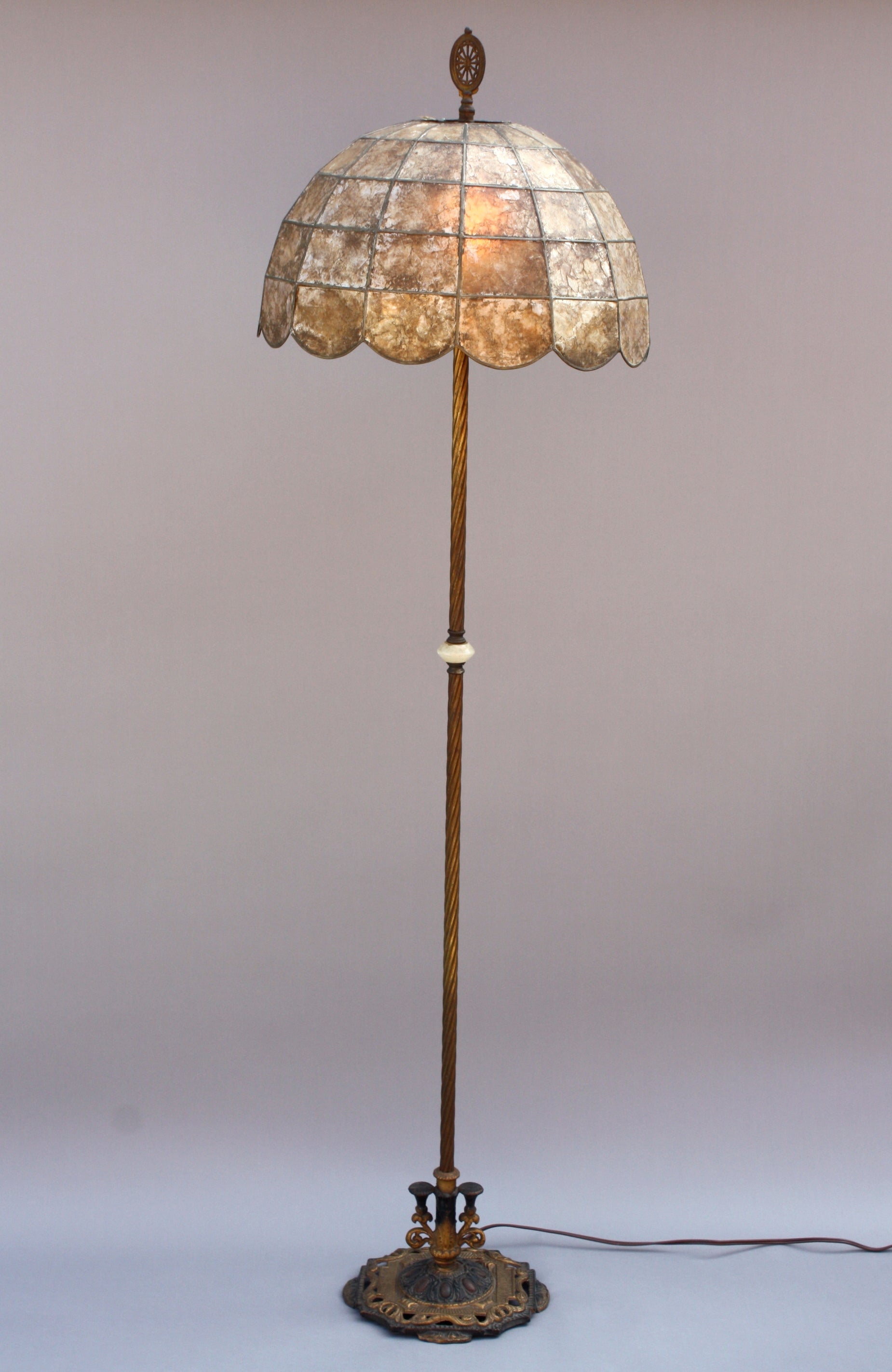 Antique 1920's Floor Lamp With Original Mica Shade