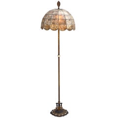 Antique 1920's Floor Lamp With Original Mica Shade