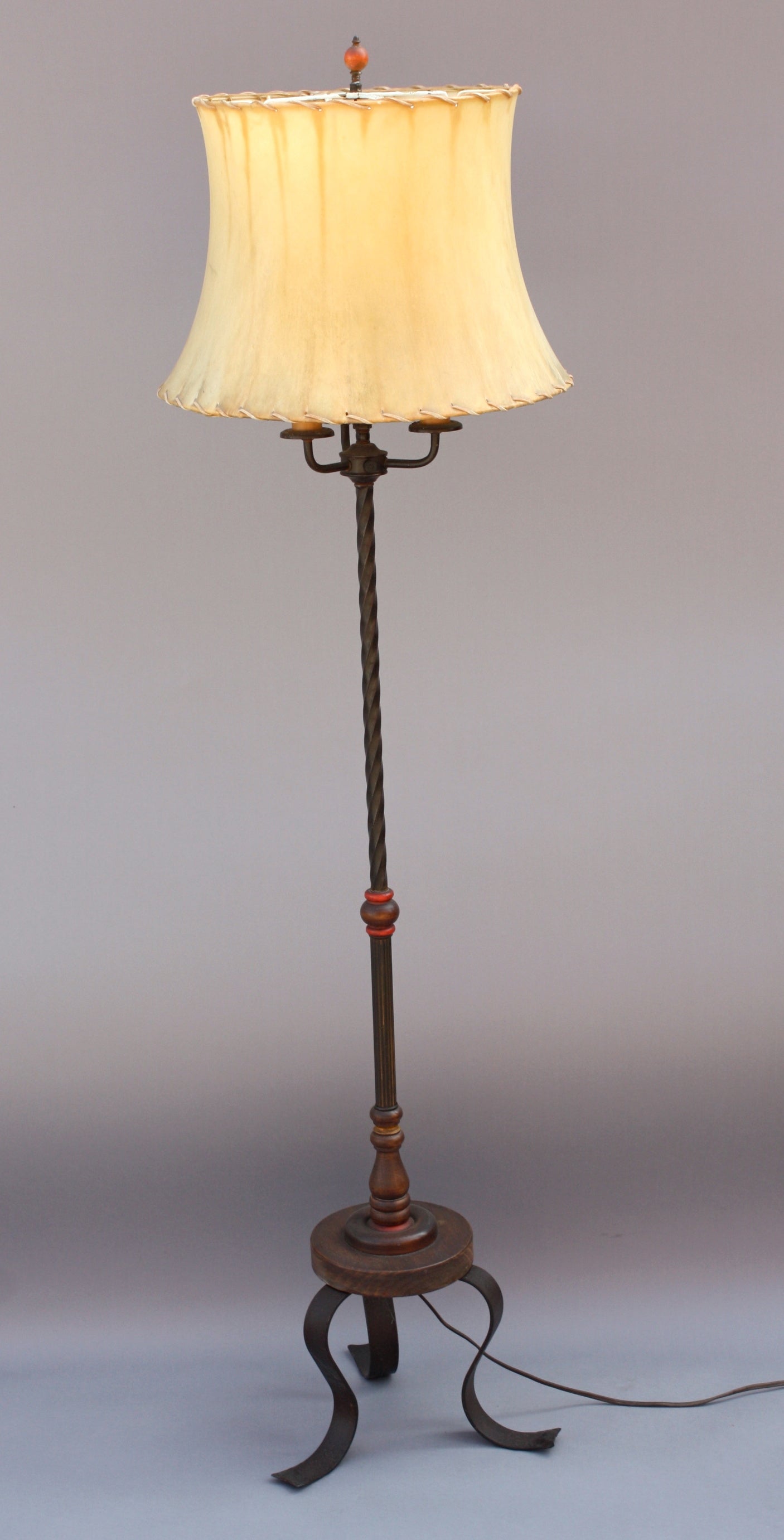 Antique Monterey Rancho Style Lamp With Rawhide Shade