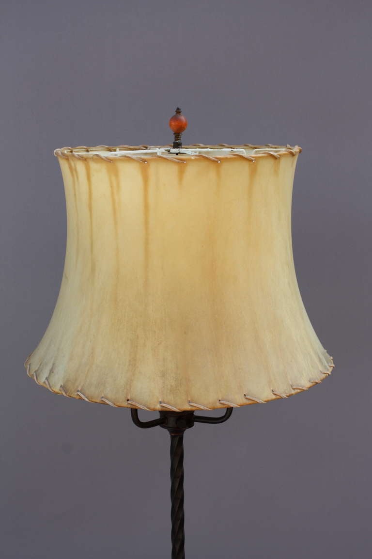American Antique Monterey Rancho Style Lamp With Rawhide Shade